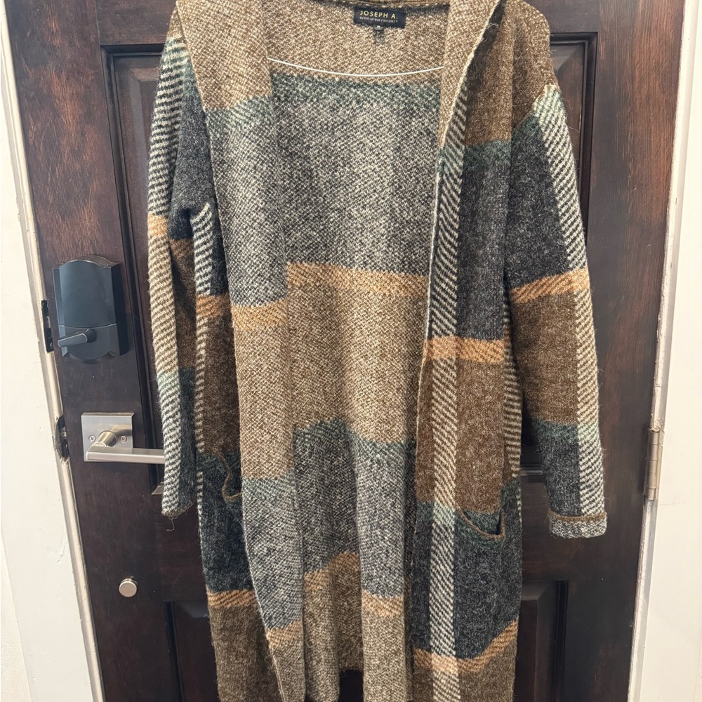 Joseph A plaid Hooded Sweater Cardigan - Size S